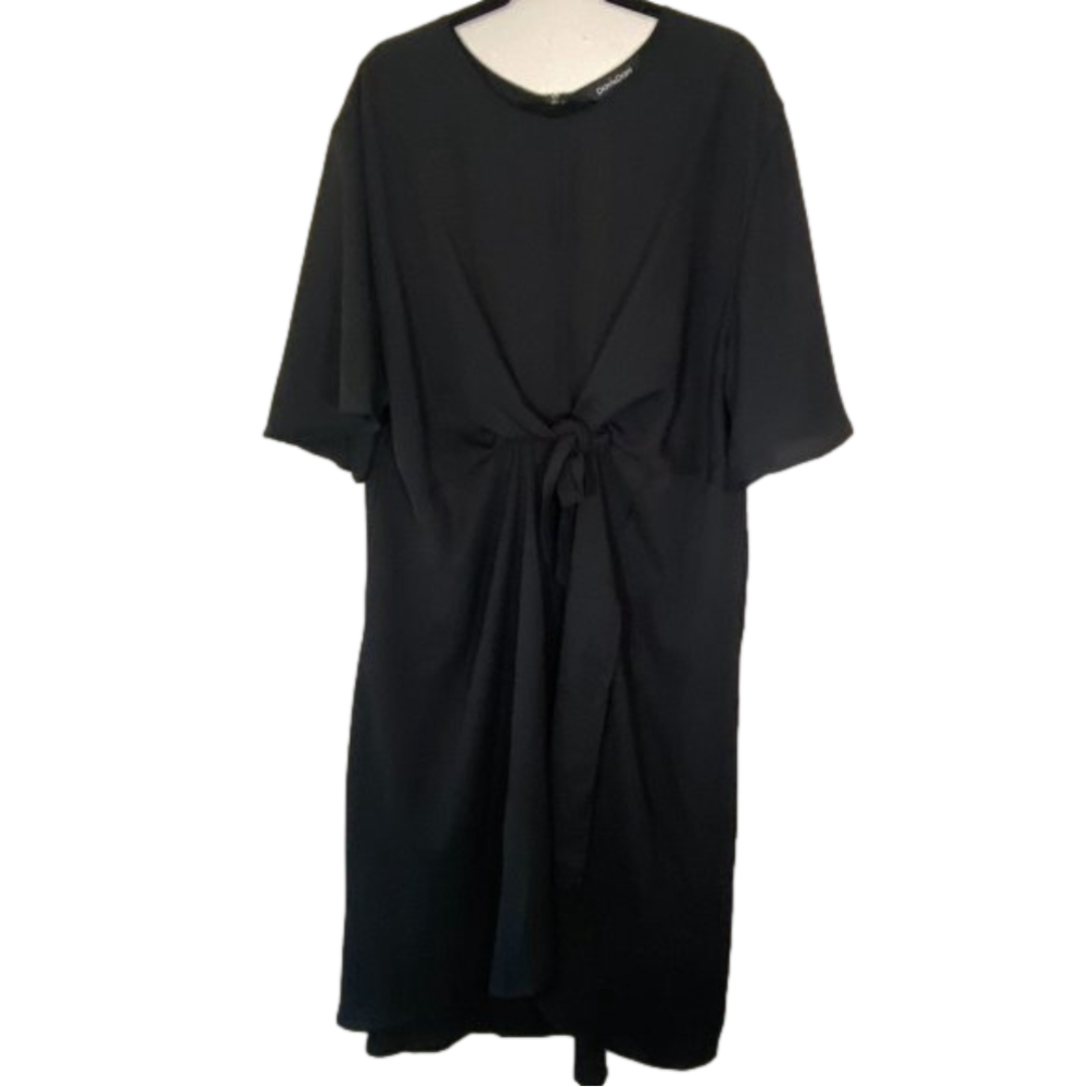 NWOT Davi & Dani Black Tie Waist Midi Dress - Picture 1 of 6